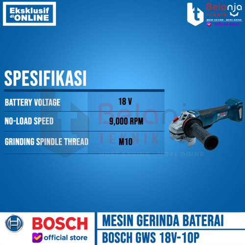 Bosch Mesin Gerinda Baterai GWS 18V-10P Angle Grinder Cordless SOLO
