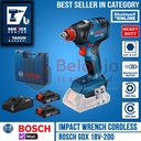 Bosch Mesin Impact Wrench Cordless GDX 18V-200 Charger Baterai X2 18V