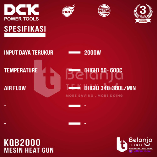DCK Mesin Heat Gun Hot Gun Mesin Pemanas KQB2000 Heatgun 2000 Watt