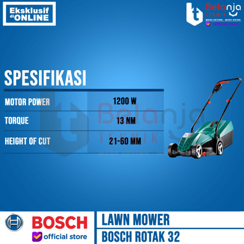 Bosch Mesin Potong Rumput Dorong Listrik Rotak 32 Lawn Mower 1200 Watt