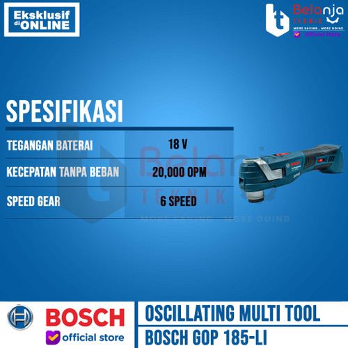 Bosch Oscillating Multi Tool Cordless GOP 185-Li Charger Baterai 4 AH