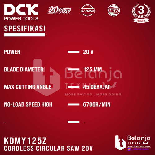 DCK Mesin Circular Saw Cordless KDMY125Z Sirkel Kayu Unit Only 125MM