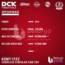 DCK Mesin Circular Saw Cordless KDMY125Z Sirkel Kayu Unit Only 125MM