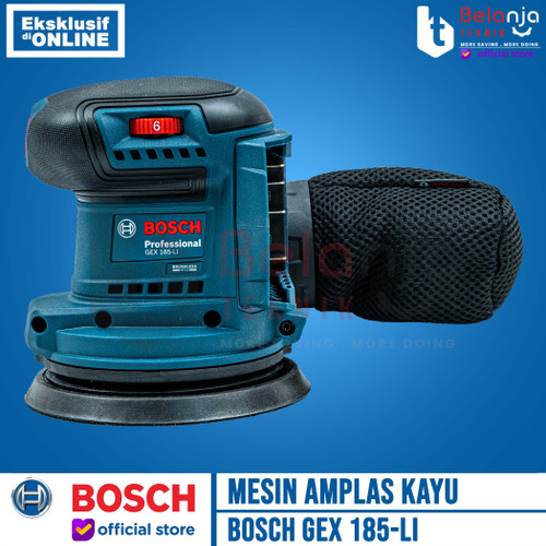 Bosch Mesin Amplas Kayu Bulat Baterai GEX 185-LI Orbital Sander 5 Inch