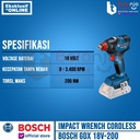 Bosch Mesin Impact Wrench Cordless GDX 18V-200 Charger Baterai X2 18V