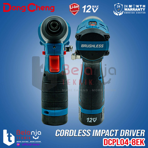 Dongcheng Bor Obeng Baterai DCPL04-8 EK 12V SET Brushless Impact Driver Cordless DCPL04-8EK DCPL 04-8