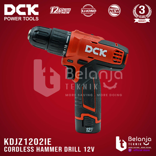 DCK Cordless Hammer Drill KDJZ1202iE 12V Bor Impact Baterai KDJZ 1202