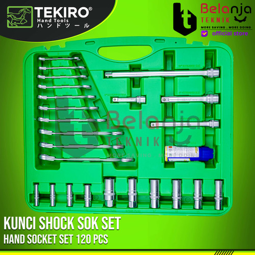 Tekiro Mata Shock Socket Set 12 PT 120 Pcs 1/4"-3/8"-1/2" Tool Kit Set