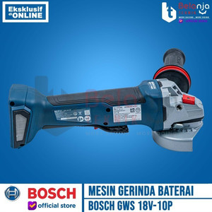Bosch Mesin Gerinda Baterai GWS 18V-10P Set Charger Battery 4Ah 18V