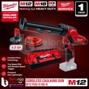 Milwaukee Tembakan Lem Baterai M12 PCG-310C Caulking Gun Set 12V 4 AH