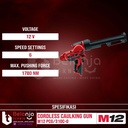 Milwaukee Tembakan Lem Baterai M12 PCG-310C Caulking Gun Set 12V 4 AH