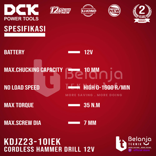 Mesin Bor Tangan Baterai DCK KDJZ23-10i EK 12V Brushless Cordless Impact Drill KDJZ 23-10i KDJZ23-10iEK