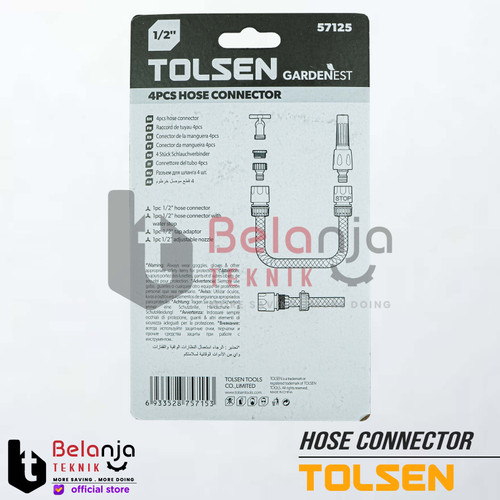 Tolsen Sambungan Selang Air Set 4 pcs 1/2 Inch Hose Connector SET 1/2"