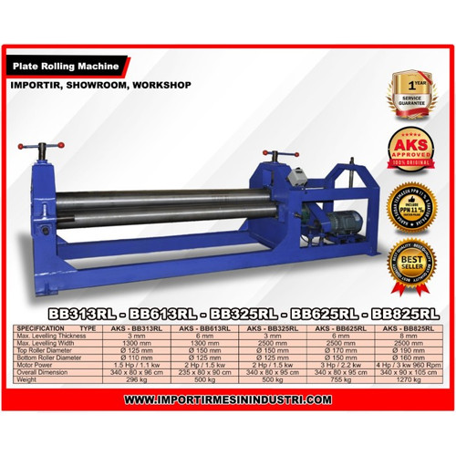 Mesin Roll Plat 4Hp / 3kw-Rolling Machine 8 x 2500 mm-BB825RL