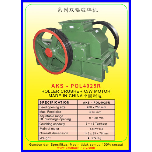 Mesin Ngancurin Batu Bara / Roller Crusher C/W Motor AKS - POL4025R
