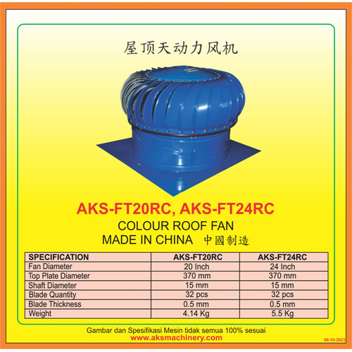 Ventilator Turbine Atap Rumah / Industri AKS- FT24RC
