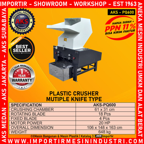 Alat Giling Plastik Limbah Daur Ulang 20 Hp AKS - PQ600
