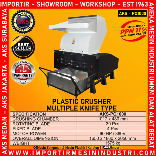 Mesin pencacah Plastik Limbah Daur Ulang 60 Hp AKS - PQ1000