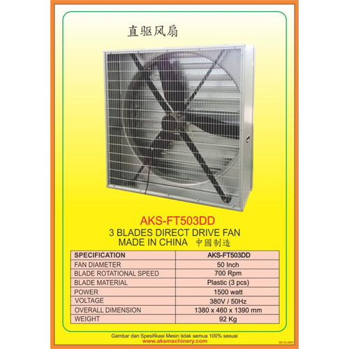 Exhaust Fan 50 Inch / Kipas Peternakan Ayam uk 50 Inch - AKS FT503DD