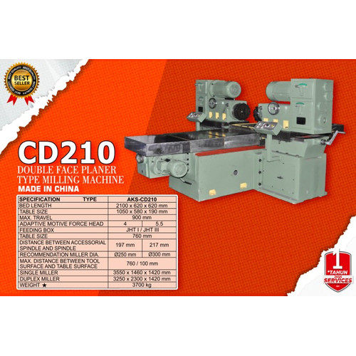 Mesin Milling 3700 Kg / Double Face Planer Milling Machine - CD210