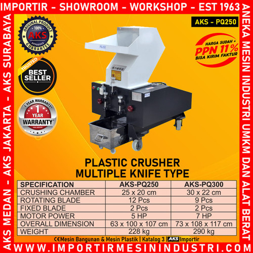 Mesin Pencacah Plastik Limbah Daur Ulang 5 Hp AKS - PQ250