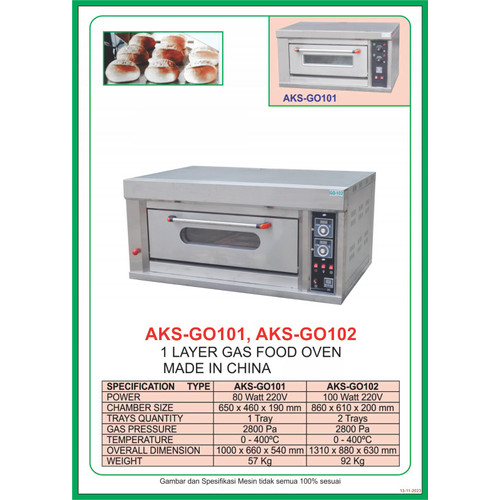 OVEN GAS 1 DECK 1 TRAY OVEN PEMANGGANG KUE ROTI BAKING AKS-GO101