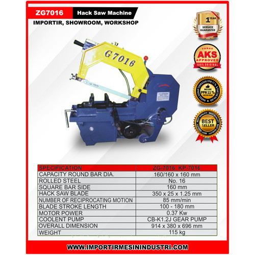 Hack Saw Machine / Hacksaw Potong Besi 16 Inch 0.37 Kw AKS - ZG7016
