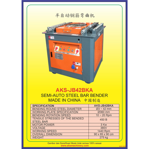 Alat Pembentuk Besi Semi - Auto Steel Bar Bender AKS - JB42BKA