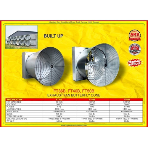 Exhaust Fan Butterfly Cone Kipas Peternakan / Kandang 1 Hp AKS-FT40B