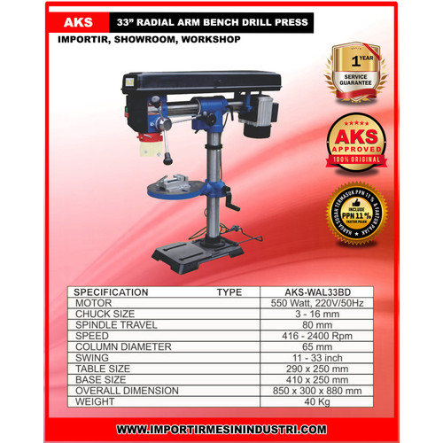 Mesin Bor Duduk Drilling 16 mm with Angle AKS - WAL33BD