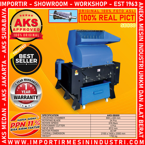 Mesin Penghancur Plastik Limbah Daur Ulang 30 Hp AKS SB800