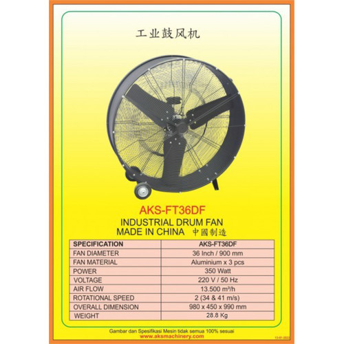 Drum Fan Movable / Drum Fan Industri Tornado , Blower Hitam
