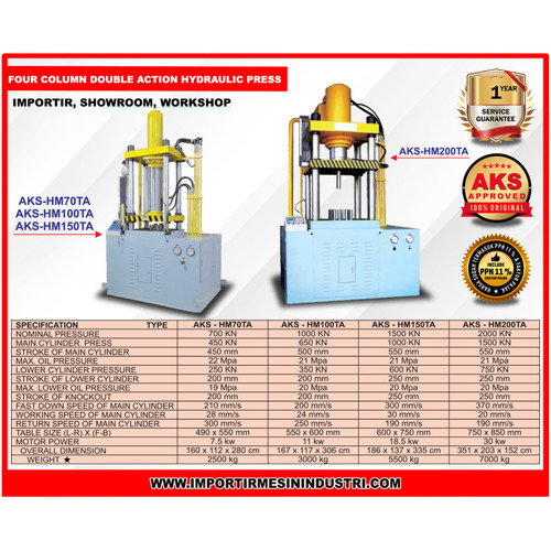 Double Action Hydraulic Mesin Press Machine 70 Ton 4 Tiang - HM70TA