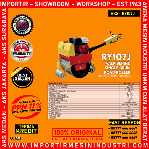 Mesin Pemadat Untuk Jalan Tanah 13 Hp Single Drum Road Roller - RY107J