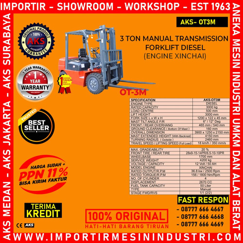 Transmission Diesel 3 ton Forklift Manual Engine XINCHAI AKS - OT 3M