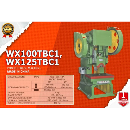 Mesin Pon 100 Ton / Power Bench Press Stamping Machine - WX100TBC1