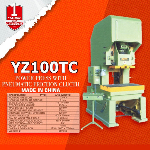 Power Press Pneumatic Friction Cluth / Mesin Pon Pres 100 Ton - YZ10TC