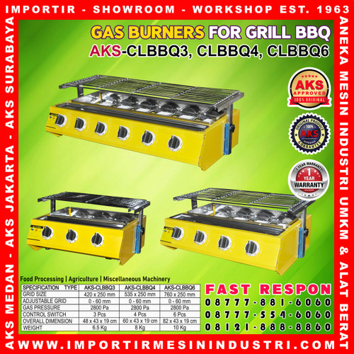 Roaster Alat Pemanggang 6 Tungku AKS-CLBBQ6 NEW Garansi Resmi Murah