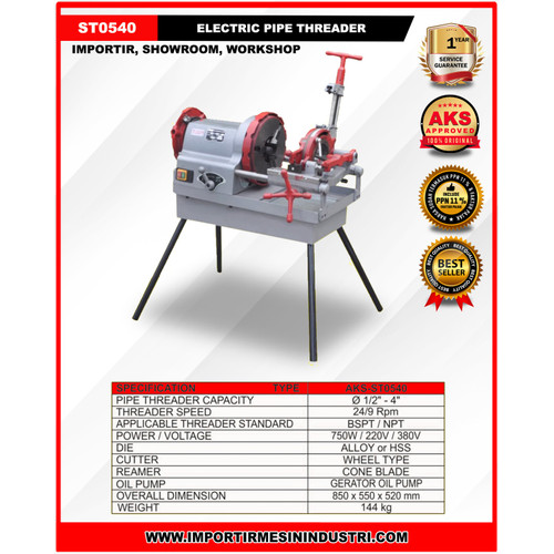 Mesin Senai Pipa Listrik Pipe Threading 1/2"- 4 " Inch AKS - ST0540