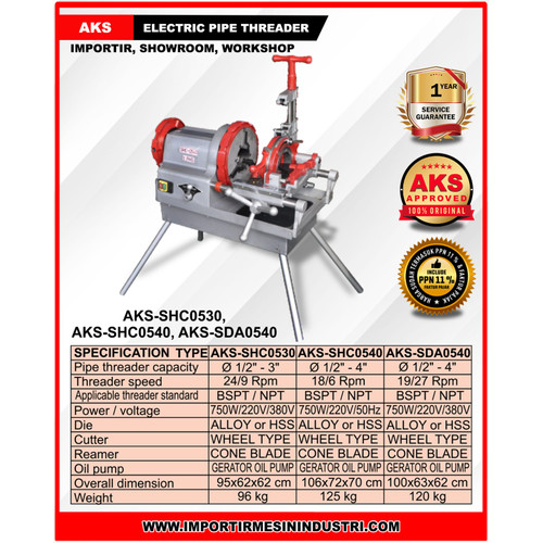 PIPE THREADING MACHINE 1/2" - 4" SDA0540 MESIN SENAI PIPA LISTRIK AKS