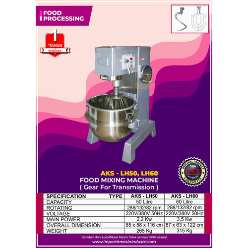 Planetary Dough Mixer 60 Liter Mixer Pengaduk Adonan Roti LH60