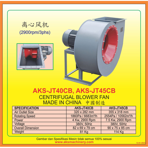 Kipas Keong 40 Inch Centrifugal blower 380V 2900Rpm JT40CB