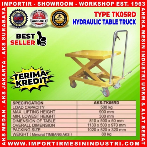 LIFTING TABLE HIDROLIK ADJUSTABLE 500KG / MANUAL LIFTING