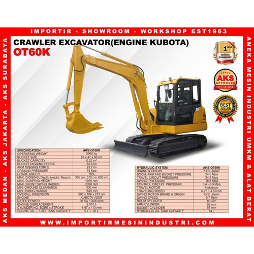NEW Excavator / Diggers 6 Ton OT60K