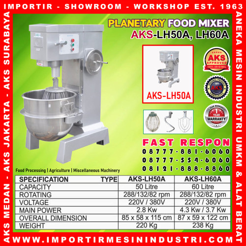 Mixer Adonan Roti 60L Planetary Mixer 60 Liter LH60A AKS ORIGINAL 3PHS