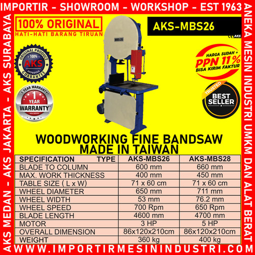 Alat dipotong Kayu Woodworking Fine Blade Bandsaw AKS - MBS26