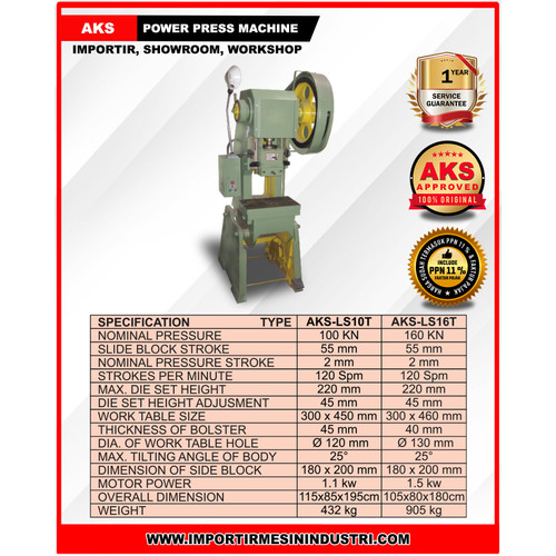 AKS - LS10T Bench Press Stamping / Mesin Pon / Mesin Press 10 Ton