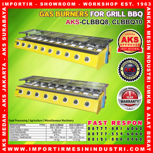 Pemanggang Serbaguna Roaster – Gas BBQ Grill 8 Tungku AKS-CLBBQ8