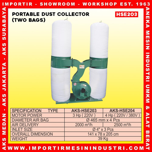 PORTABLE DUST COLLECTOR (TWO BAGS) AKS- HSE 203