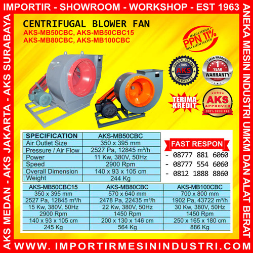 CENTRIFUGAL BLOWER FAN 1450/3P Type AKS- MB100CBC